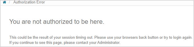 Authorization Error page: "You are not authorized to be here."